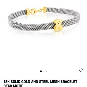 Tous Two-Tone Steel Mesh Bracelet with Gold Bear